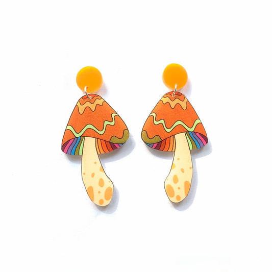 Colorful Cartoon Mushroom Drop Charm Earrings For Women Girl Fashion Modern