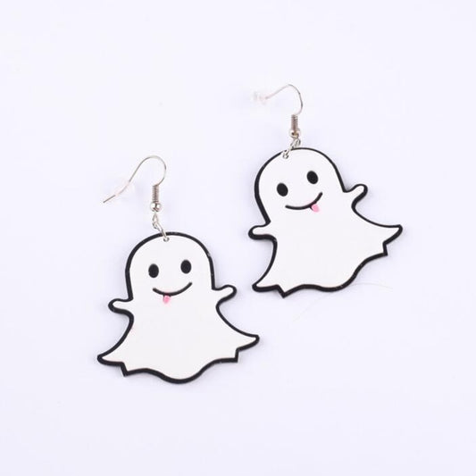 White Ghost Halloween Drop Earrings Cartoon Art Women Party Jewelry Ear Fashion