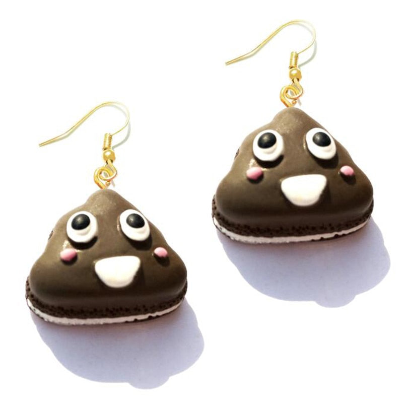 Resin Funny Poo Drop Earrings Women Art Fashion Cartoon Earrings Creative