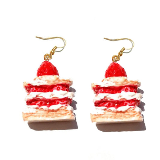 Resin Cake Slice Drop Earrings Women Art Fashion Cartoon Earrings Creative