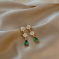 Mini Flowers Green Stone Drop Earrings Women Gifts Earring Cute Girls Eardrop