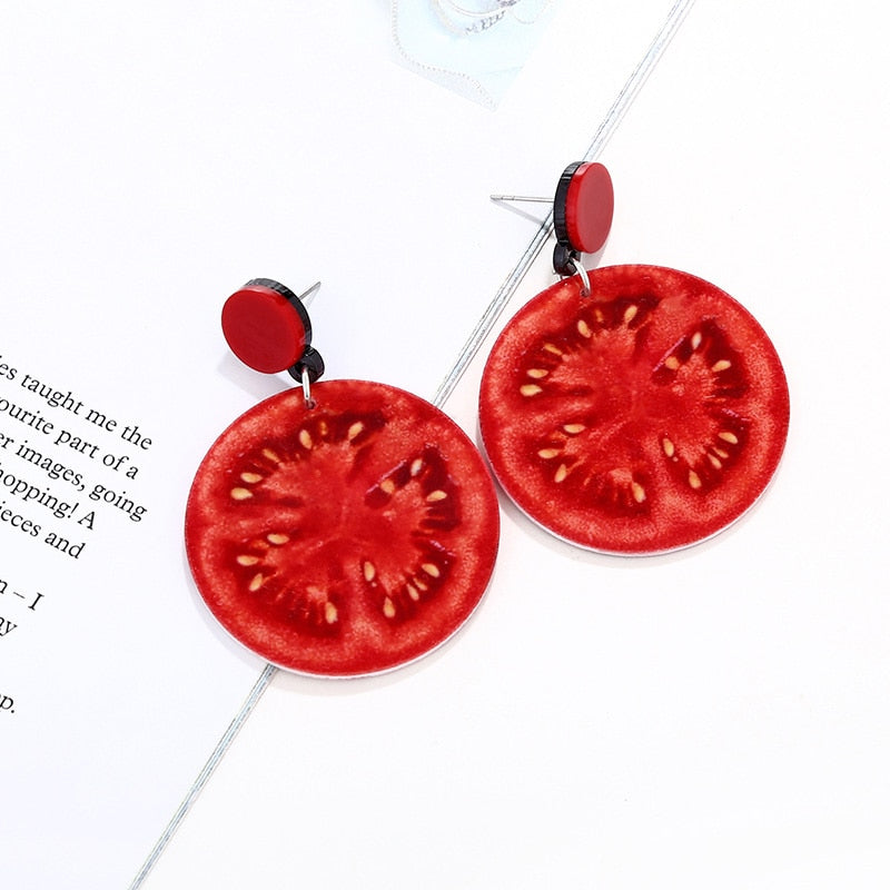 12 Styles Watermelon Lemon Strawberry Cherry Dangle Earrings Cartoon Ear