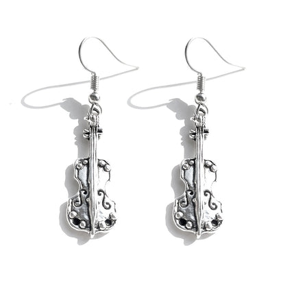 Creative Design Metal Violin Drop Earrings Women Creativity Jewelry Cute Earring