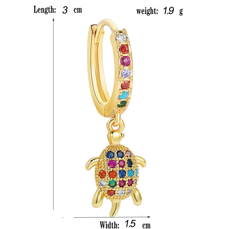 1pc Colorful Rhinestone Turtle Cartilage Earring Ear Piercing For Women Girl