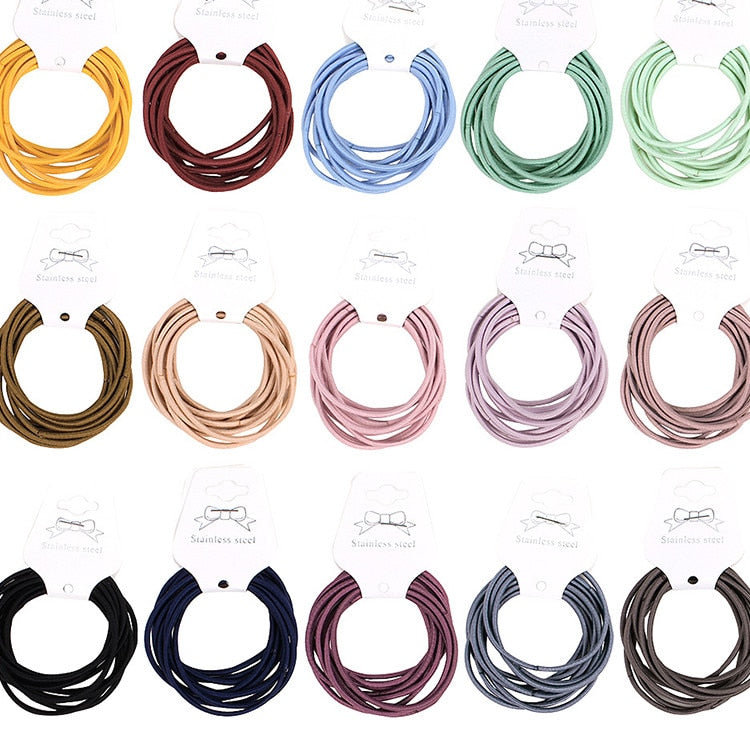 10pcs 16 Colors Girls Elastic Hair Bands Rubber Band Headwear Hair Accessories