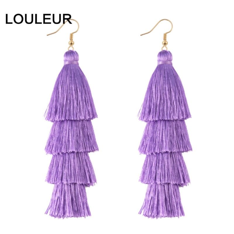 39 Styles  4 Layer Bohemian Multicolor Statement Tassel Dangle Earrings Women