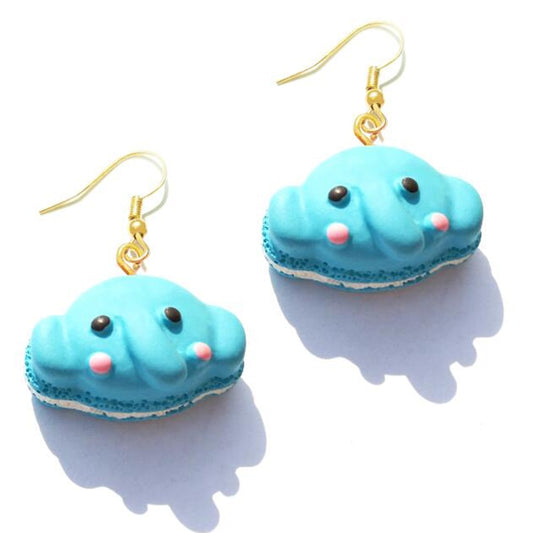 Resin Cartoon Blue Elephant Drop Earrings Women Art Fashion Cartoon Earrings