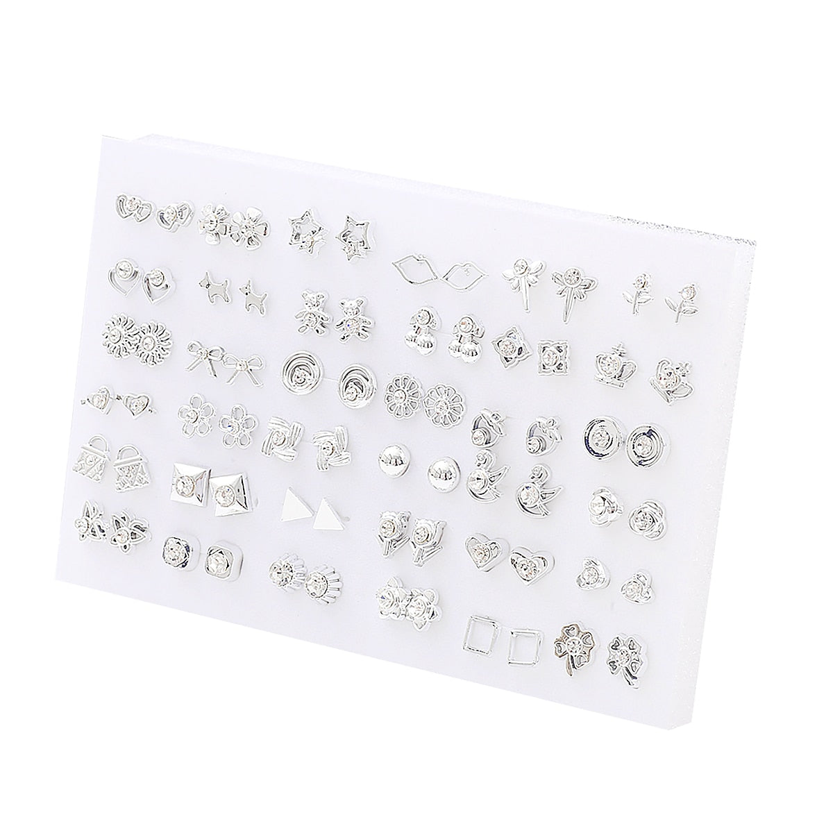 Bow Flower Shape 32 Pairs Stud Earrings Set Women Small Girl Earring Jewelry