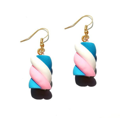 Blue Twisted Candy Drop Earrings Cartoon Art Women Party Jewelry Ear Fashion