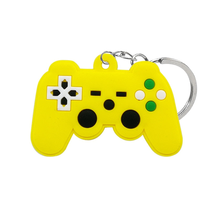 Yellow Gamepad PVC Keyring Cute Cartoon Style Keychains Bag Car Pendant Jewelry