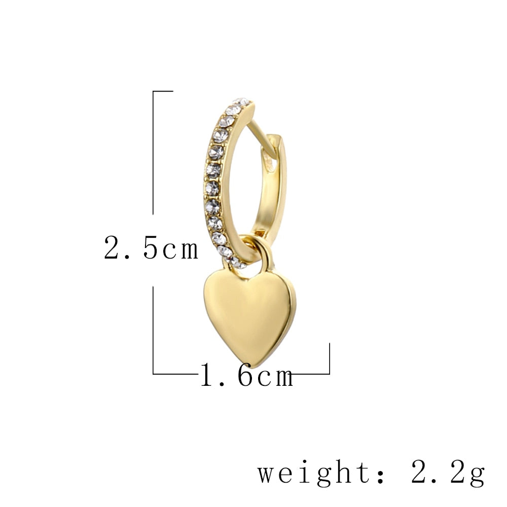 1pc Cute Heart Drop Ear Piercing Cartilage Earrings Women Girl Fashion Trendy