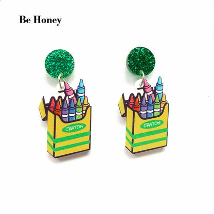 Drawing Colors Drop Dangle Earrings Trendy Women Fashion Earrings Jewelry Gift