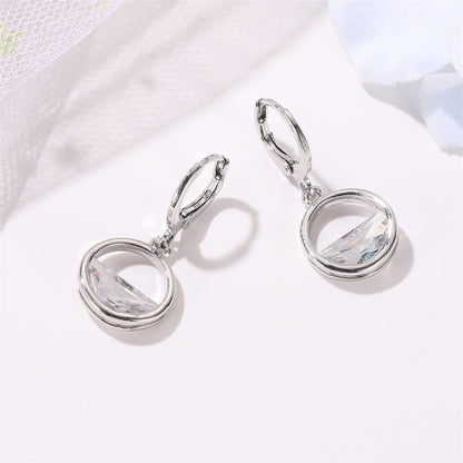 Half Full Crystal Drop Charm Earrings For Women Girl Fashion Modern Jewelry Gift