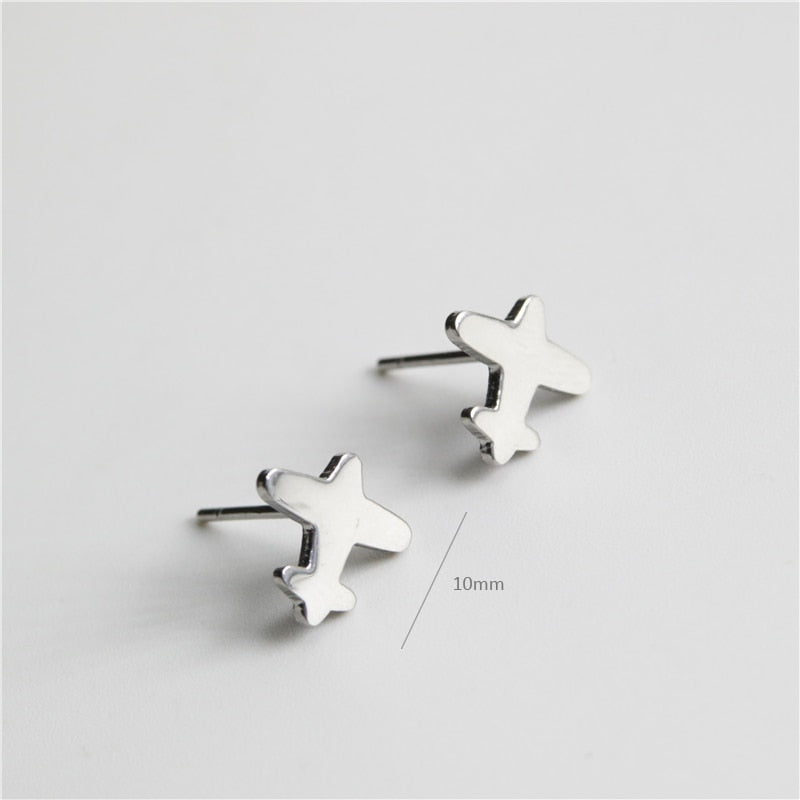 Plane Design Stud Earrings Fashion Shiny Ladies Jewelry Women Classic Studs