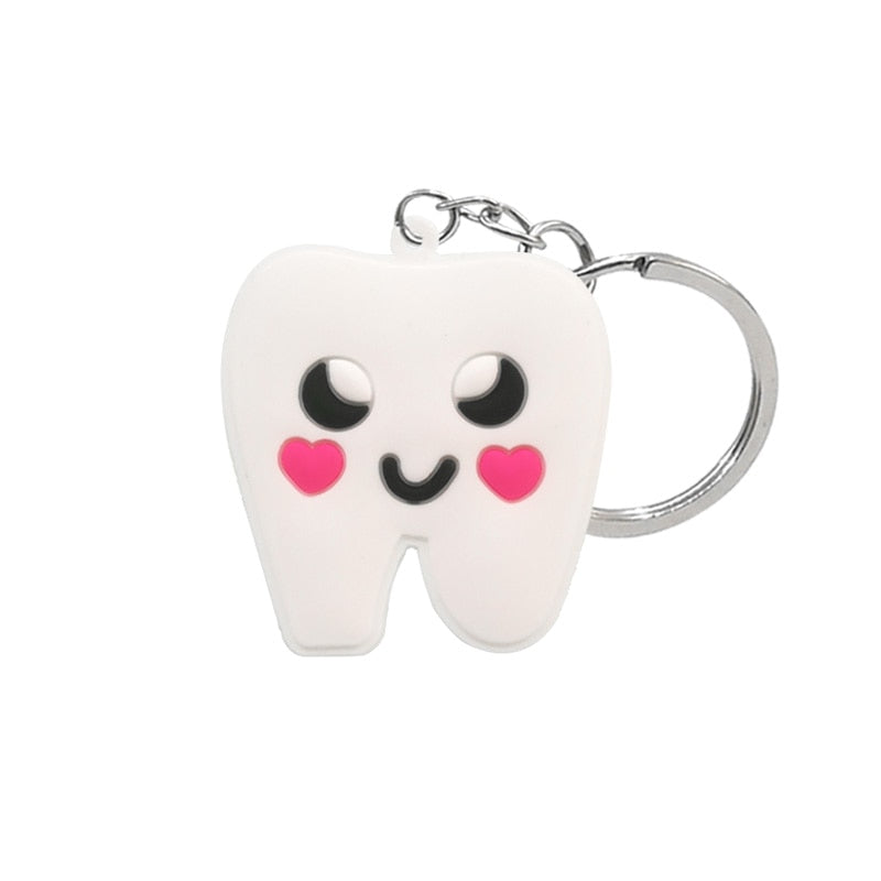 Tooth Keyring Cute Cartoon Style Keychains Gift for Dentist Bag Car Pendant