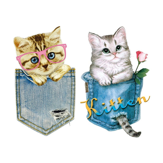 Diy Cats Sticker Pocket Patches Iron On Clothes Bag Denim Patches Fashion