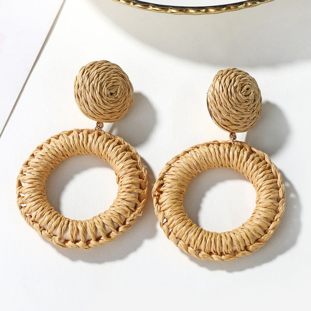 14 Styles Geometric Bamboo Round Party Statement Drop Earrings Modern Women