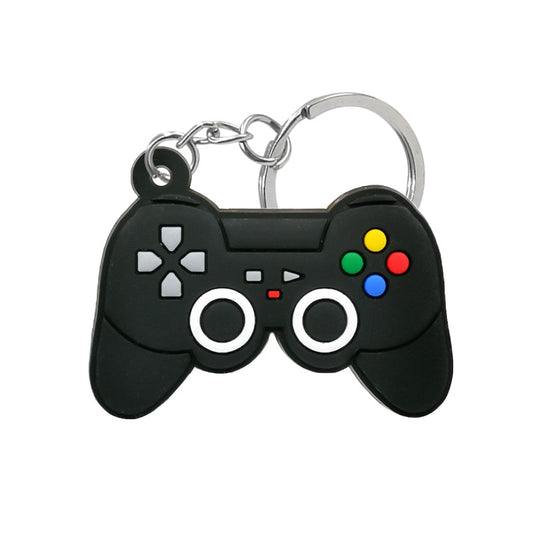 Plain Black Gamepad PVC Keyring Cute Cartoon Style Keychains Bag Car Pendant
