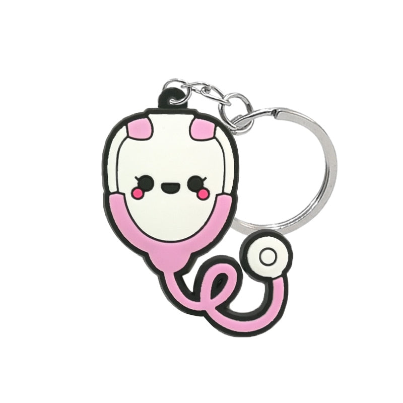 Stethoscope Keyring Cute Cartoon Style Keychains Gift for Nurse Doctor Bag Car