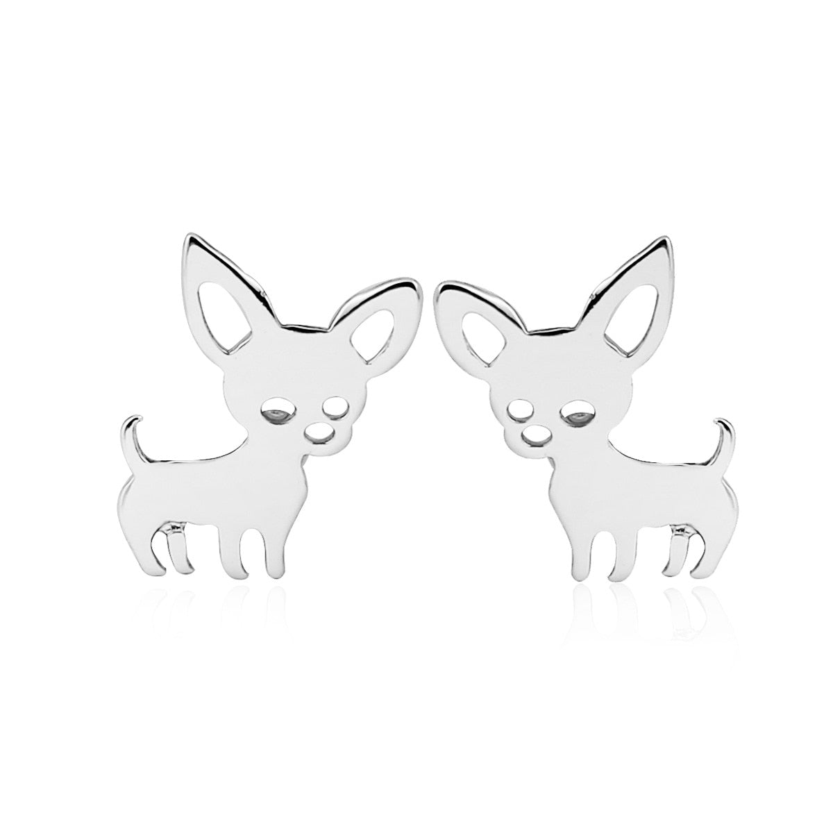 Mini Chihuahua Stud Earrings for Women Cute Stainless Steel Golden Animal Dog