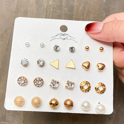 12 Pairs Mixed Tone Stud Earrings Women Fashion Summer Gifts Jewelry Earrings