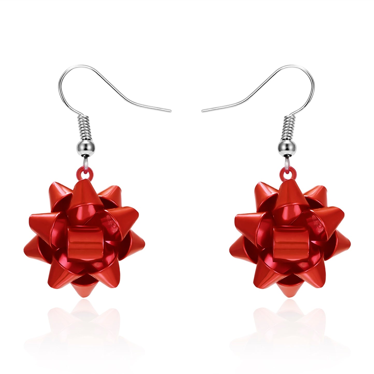 14 Styles Red Color Christmas Gift Star Flower Snowflake Ribbon Stud Earrings