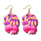Pink Braid Resin Lollipop Drop Earrings Cartoon Ear Pendants Accessories Women