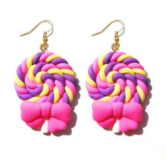 Pink Braid Resin Lollipop Drop Earrings Cartoon Ear Pendants Accessories Women