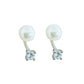 1pair Faux Pearl & Rhinestone Decor Double Stud Earrings