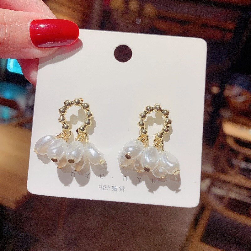 Cute Pearl Drops Stud Earrings for Women Jewelry Girls Earrings
