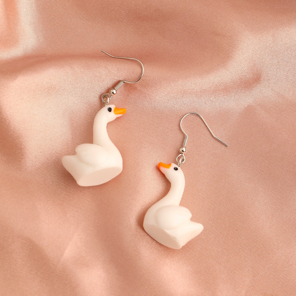 Goose White Drop Earrings Women Travel Fashion Cartoon Earrings Creative Jewelry