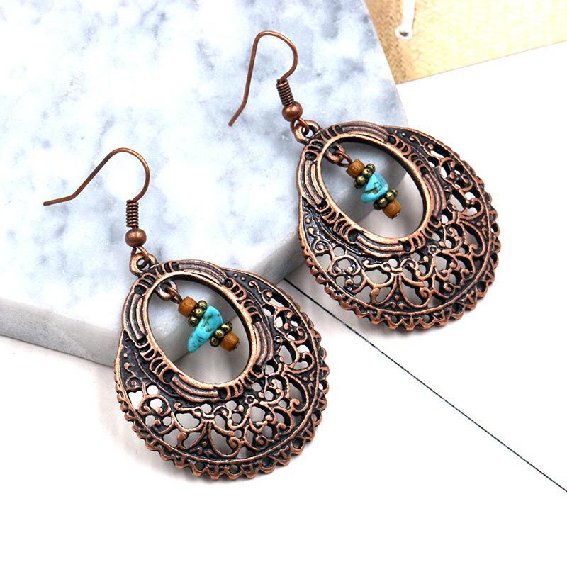 12 Styles Round Leaf Ethnic Bohemia Boho Dangling Drop Earrings Female Fashion