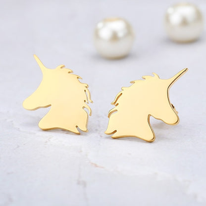 Unicorn Stud Earrings Fashion Shiny Ladies Jewelry Women Classic Studs