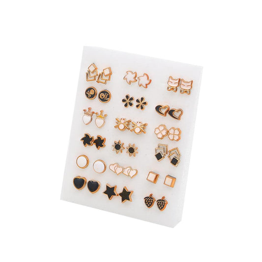 18 Pairs Sun Star Stud Earrings Set Women Small Heart Girl Earring Jewelry