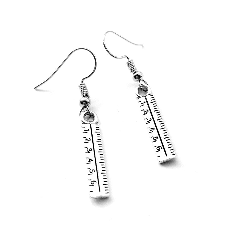 Ruler Creative Design Metal Drop Earrings Women Creativity Jewelry Cute Earring