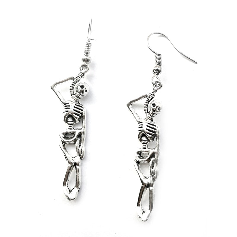 Handmade Hanging Skeleton Metal Drop Earrings Women Travel Fashion Cartoon