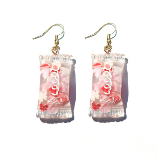 Resin Handmade Candy Heart Drop Earrings Cartoon Art Women Party Jewelry Ear