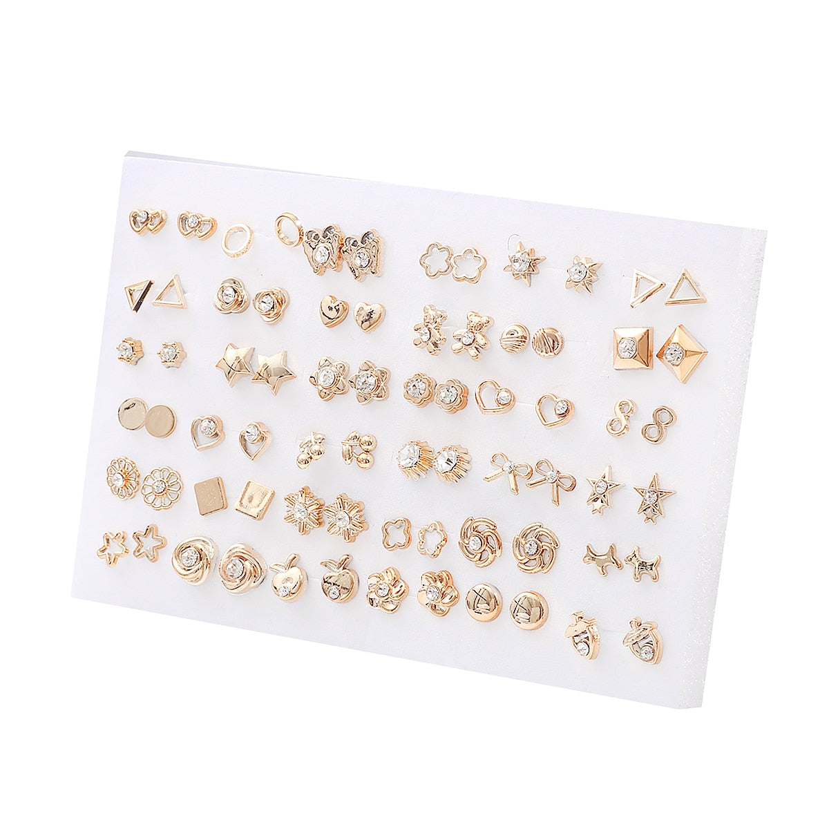 Flower Bow Mutlti Shape Stud Earrings 32 Pairs Set Women Small Girl Earring