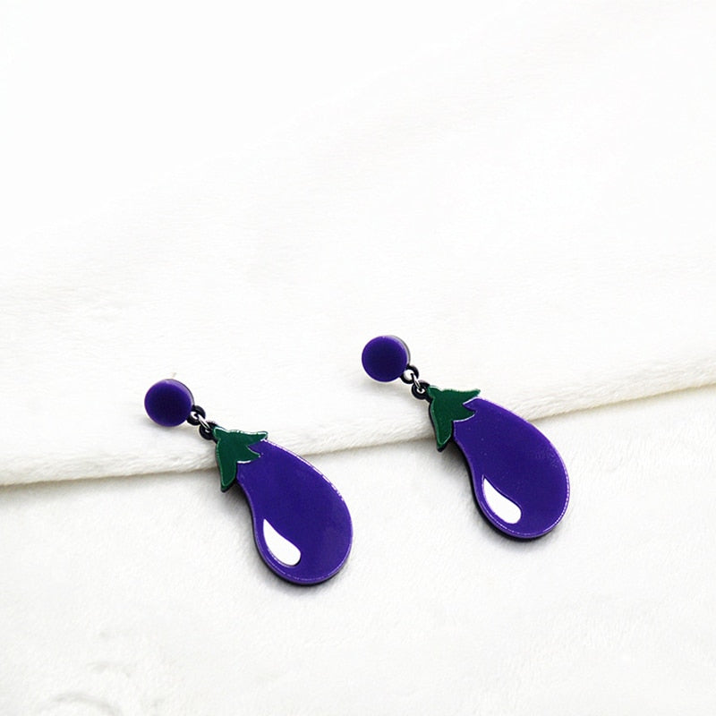 Eggplant Dangle Earrings Cartoon Ear Pendants Accessories Women Jewelry Summer