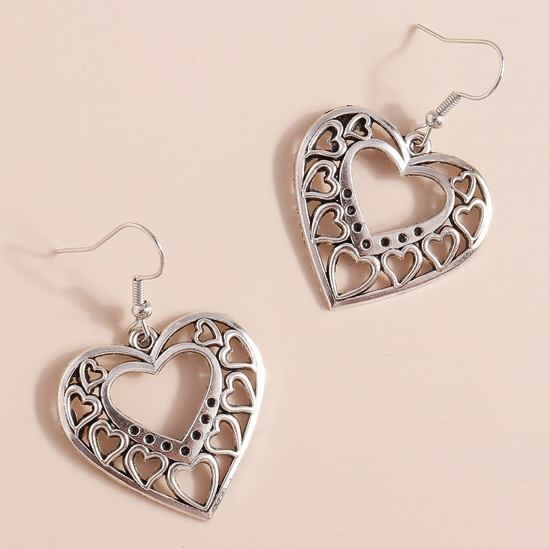 Hollow Heart Pattern Dangle Drop Earrings Women Gifts Earring Cute Girls Eardrop