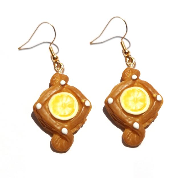 Cheese Danish Handmade Resin Drop Earrings Cartoon Art Women Party Jewelry Ear