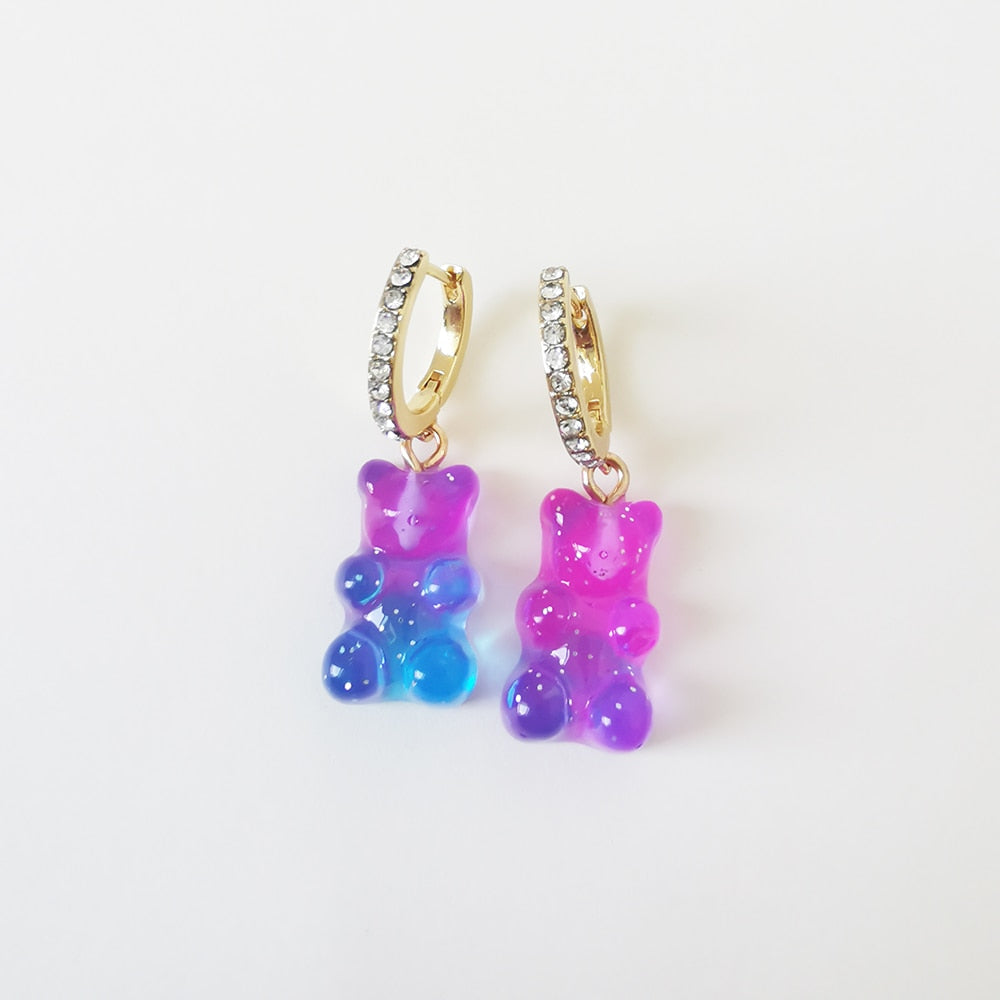 26 Styles Rhinestone Resin Bear Lady Cute Dangle Earrings for Women Jewelry