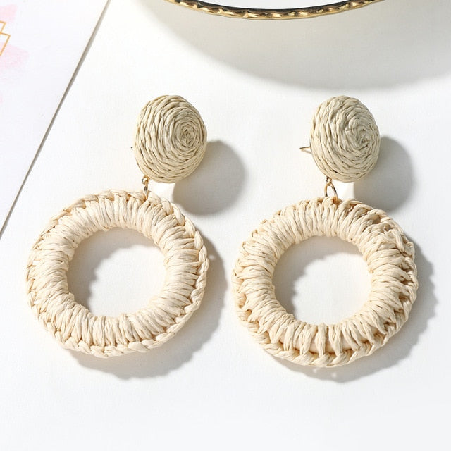 14 Styles Geometric Bamboo Round Party Statement Drop Earrings Modern Women