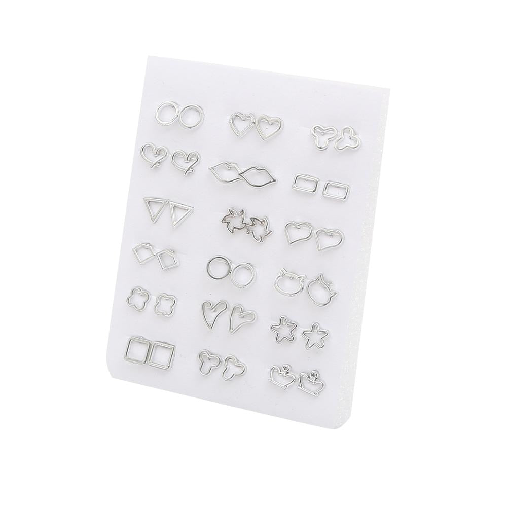 Crown Heart 18 Pairs Stud Earrings Set Women Small Girl Earring Jewelry