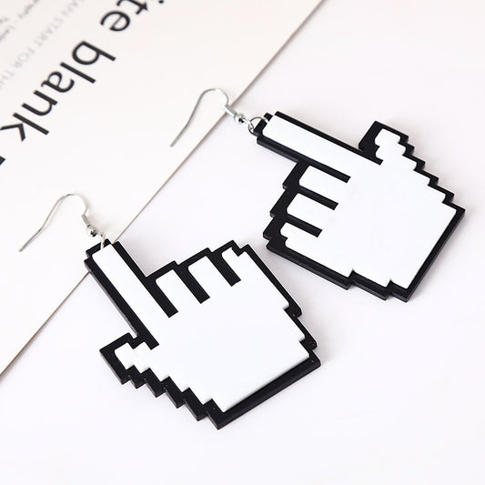 Pixel Finger Drop Earrings Women Travel Fashion Cartoon Earrings Creative