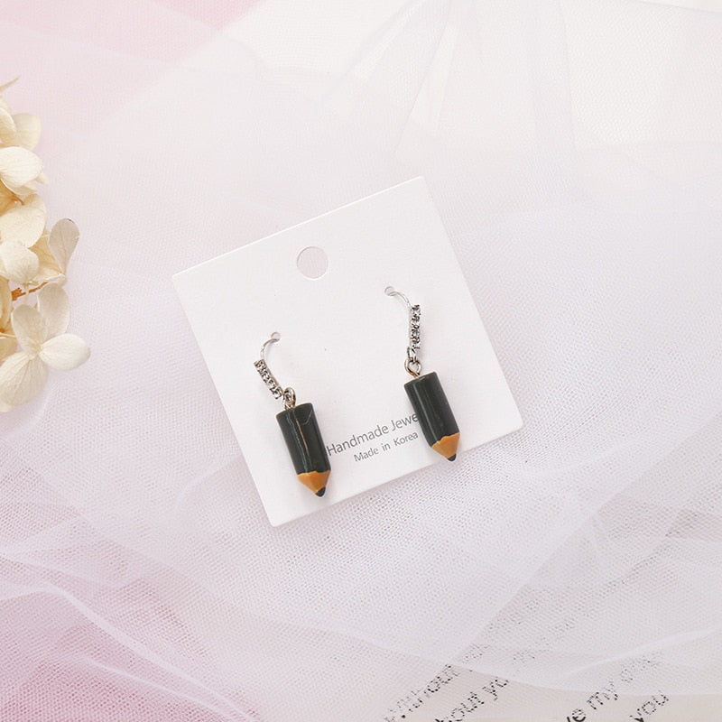 Black Pensil Dangle Earrings Fashion Party Girls Pendant Earrings Women Jewelry