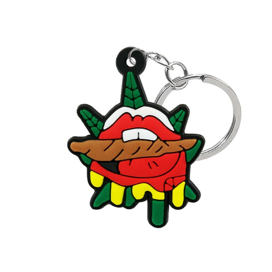 Red Lips Green Leaf Keychain Cartoon Decoration Charms Key Accessories Party