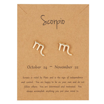 Scorpio Zodiac Constellations Sign Stainless Steel Earrings Women Jewelry Small