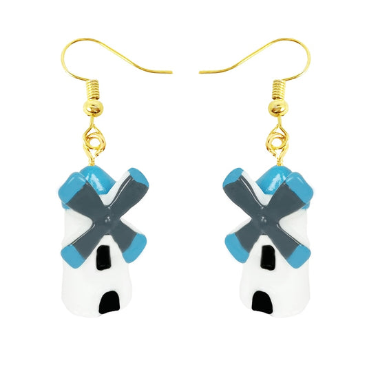 Blue Windmill Drop Earrings Women Art Fashion Cartoon Earrings Creative Jewelry