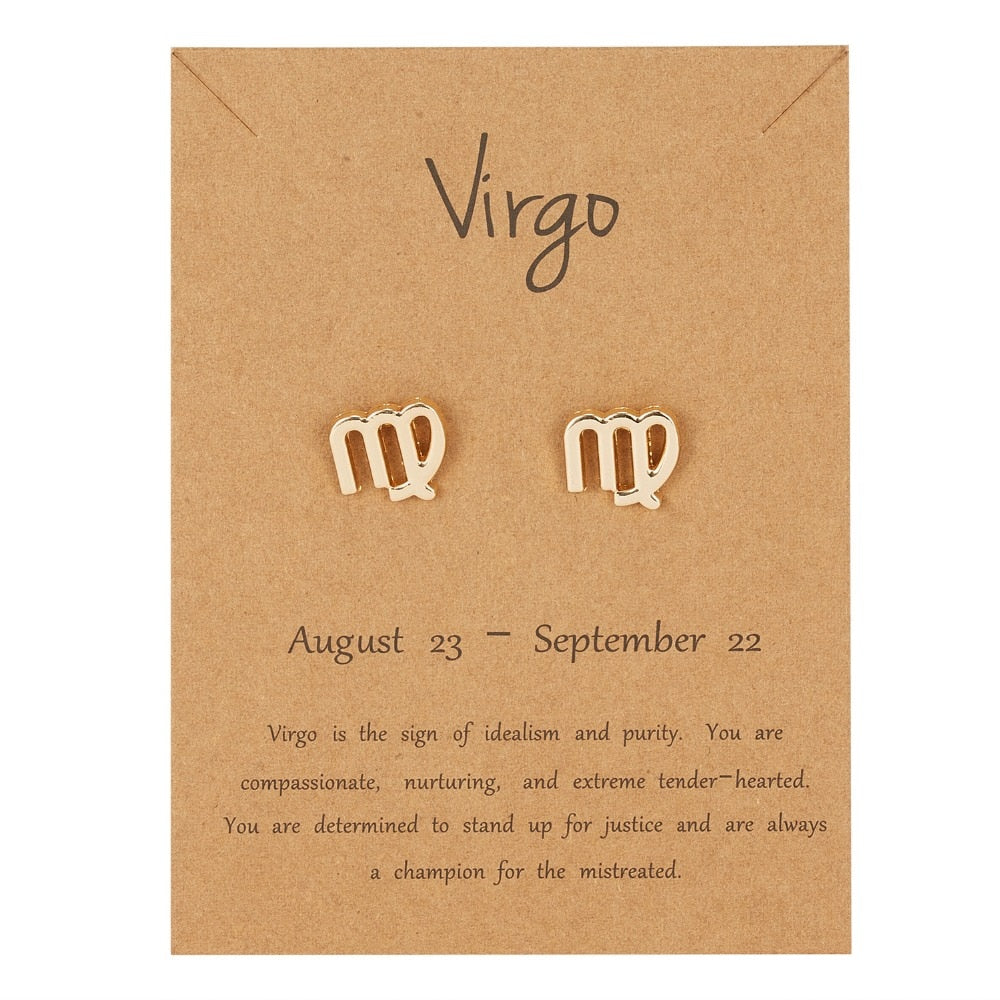 Virgo Zodiac Constellations Sign Stainless Steel Earrings Women Jewelry Small